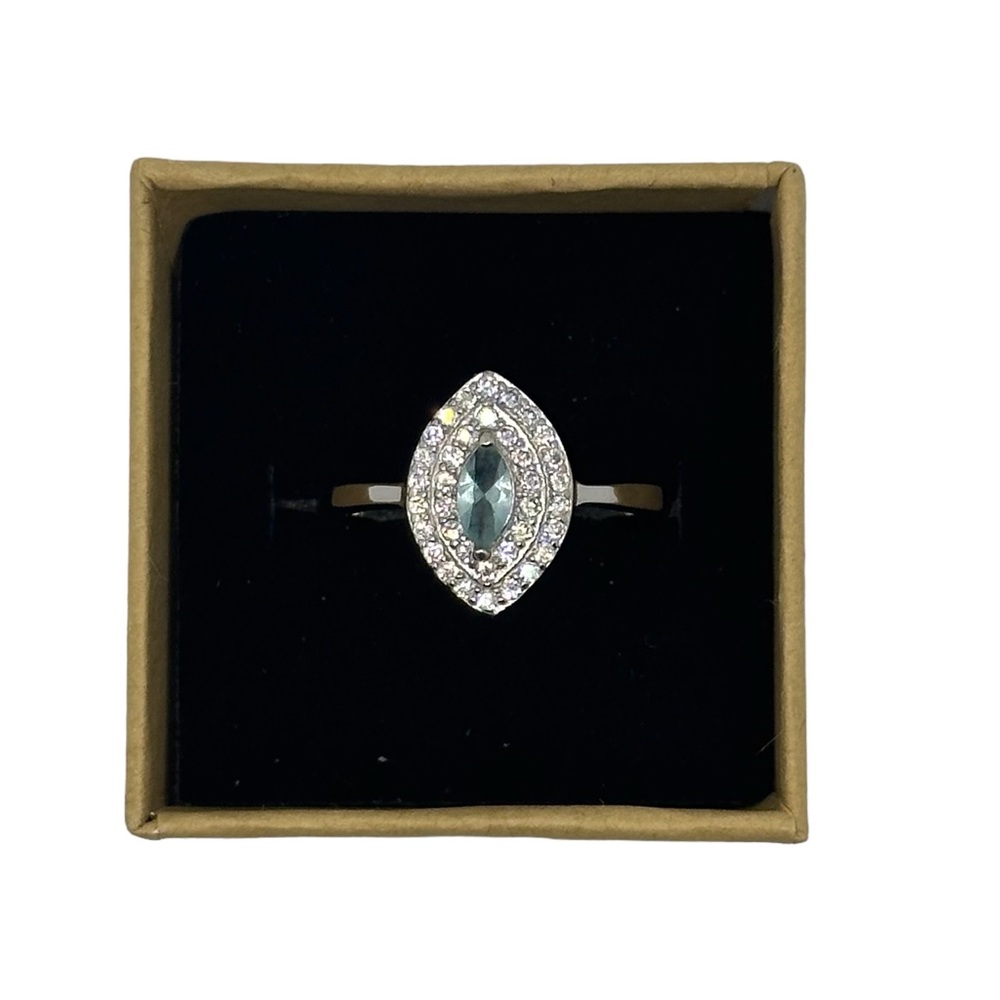 Cinderella Sterling Silver White & Blue Topaz Ring size 6